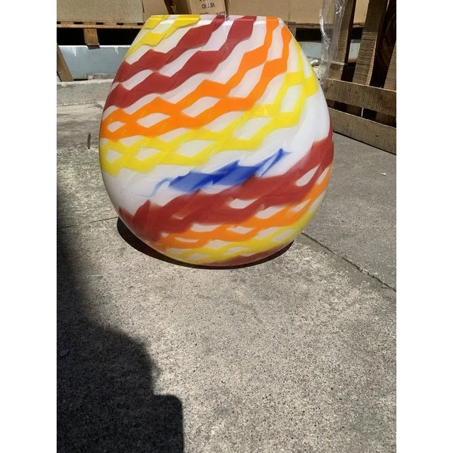 Contemporary Abstract Vase in Milky White Murano Glass with Colored Reeds from Simoeng For Sale - Image 3 of 10