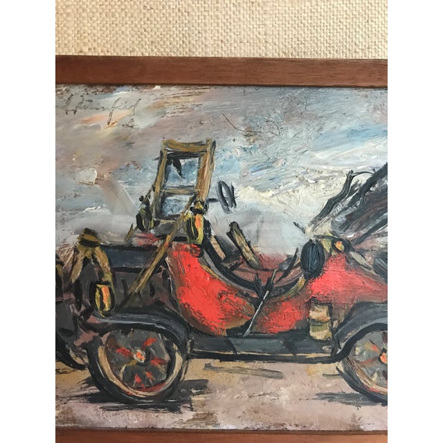 1950's Framed Original Vintage Automobile Paintings - A Pair | Chairish