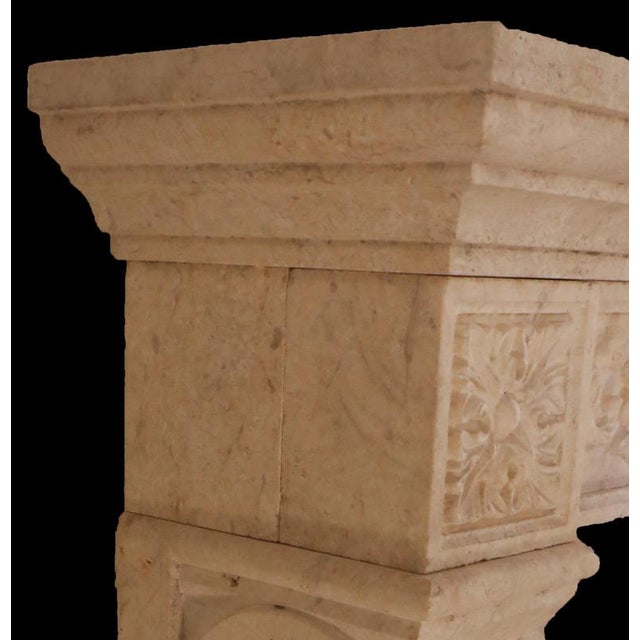 20th Century French Carved Limestone Fireplace with Scrolled Jambs For Sale - Image 4 of 5