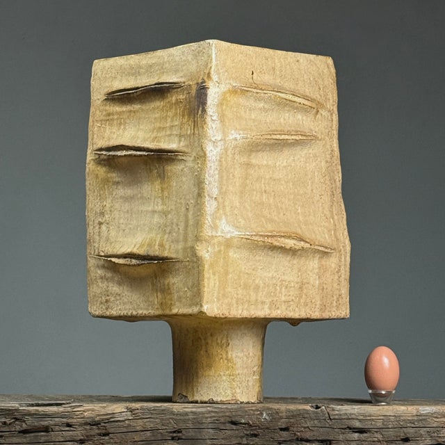 1960s Vintage Monumental Brutalist Japanese Wood Fired Stoneware Vessel For Sale - Image 5 of 12