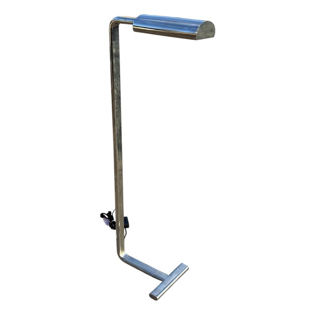Tubular Chrome Modern T Base Floor Lamp For Sale