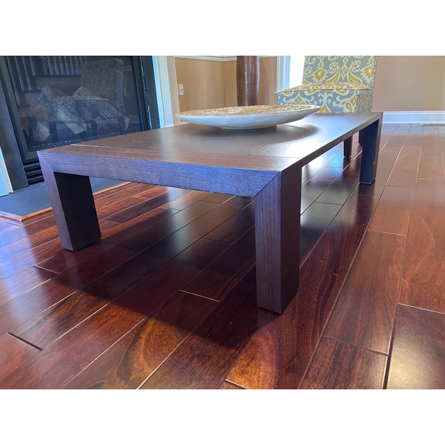 Italian Italian Modern Low Coffee Table in Dark Oak (C. Early 2000s) For Sale - Image 3 of 6