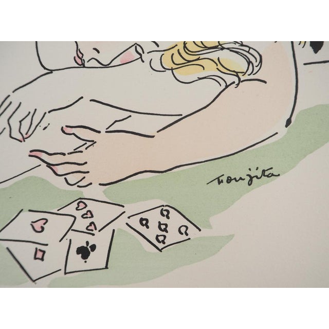 Léonard Tsuguharu Foujita, Lovers at a Card Game, Original Engraving For Sale - Image 6 of 7