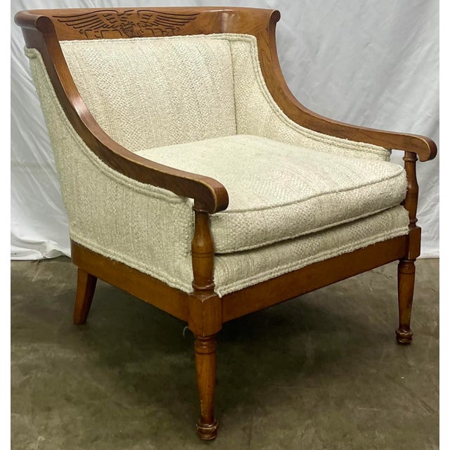 Vintage Statton Furniture Mahogany & Textured Slub Upholstery Club Chair For Sale - Image 13 of 13