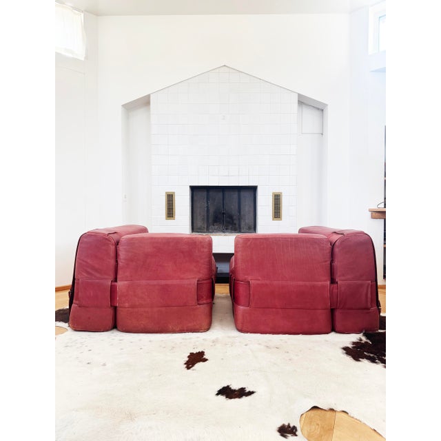 1964 Original 932-Quartet Leather Sofa Sectional Mario Bellini for Cassina, 2 Pieces For Sale - Image 13 of 17