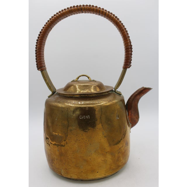 Chinese Circa 1891-1911 Chinese Brass Tea Kettle For Sale - Image 3 of 7