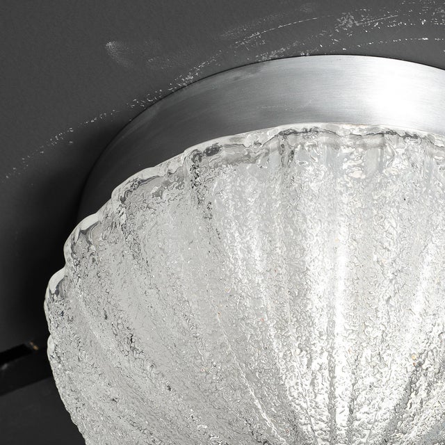 Pair of Mid Century Mottled & Fluted Murano Glass Flush Mount Chandeliers For Sale - Image 17 of 18