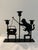 1980s Vintage Fishing Black Cat Triple Candleholder For Sale - Image 5 of 5