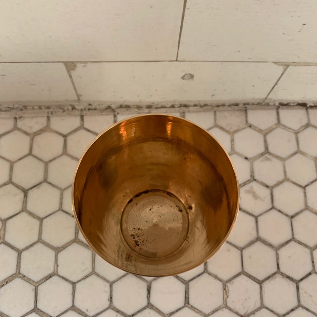 Shabby Chic Vintage Indian Etched Brass Metal Lassi Cup Vase For Sale - Image 3 of 7