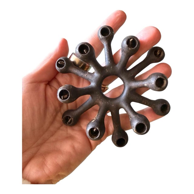 Brutalist Sculptural Brutalist Multi-Arm Iron Candle Holder / Candelabra For Sale - Image 3 of 5