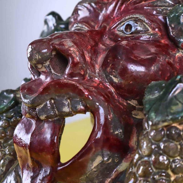 Bacchus Mask Sculpture in Ceramic attributed to Seminara Paolo Condurso For Sale - Image 5 of 7