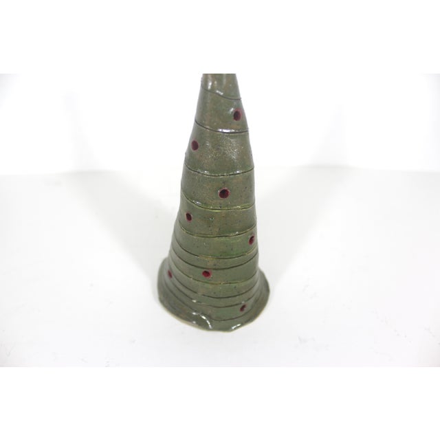 Vintage Studio Pottery Christmas Tree Tea Light Candleholder For Sale - Image 4 of 9