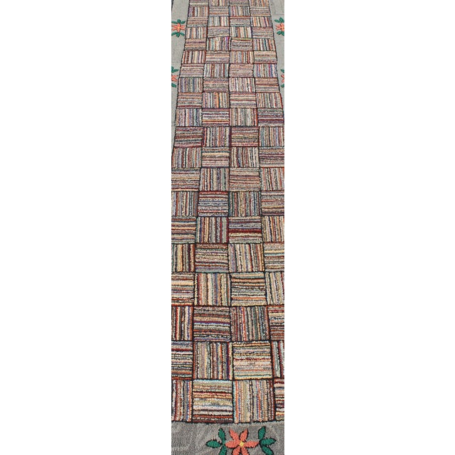 Textile Antique American Hooked Runner With Colorful Patchwork Design 2'4" X 11'2" For Sale - Image 7 of 10
