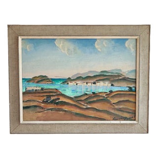 Percival Pernet, Aux Baléares, 1971, Oil on Canvas on Wood, Framed For Sale