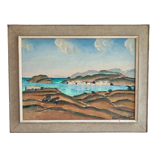 Percival Pernet, Aux Baléares, 1971, Oil on Canvas on Wood, Framed For Sale
