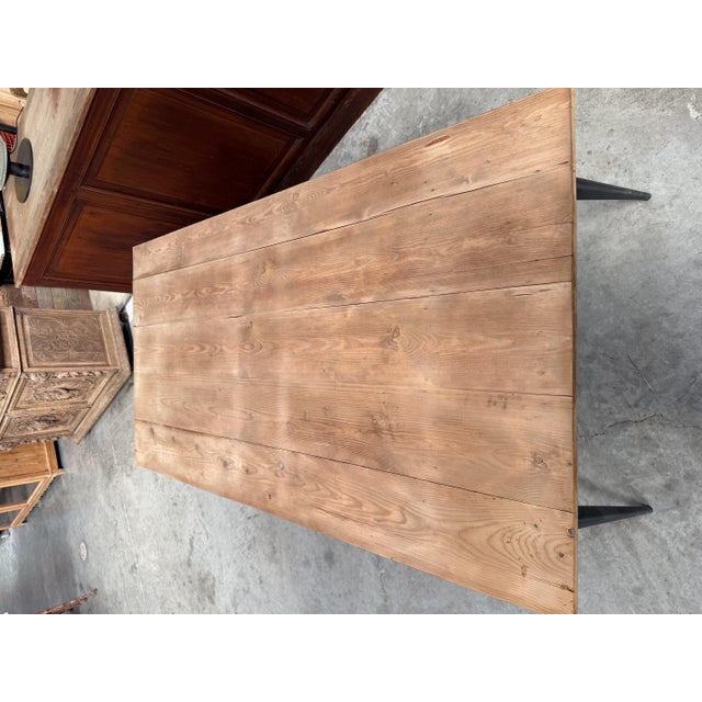 Wood Vintage Fir Table with Tolix Legs For Sale - Image 7 of 8