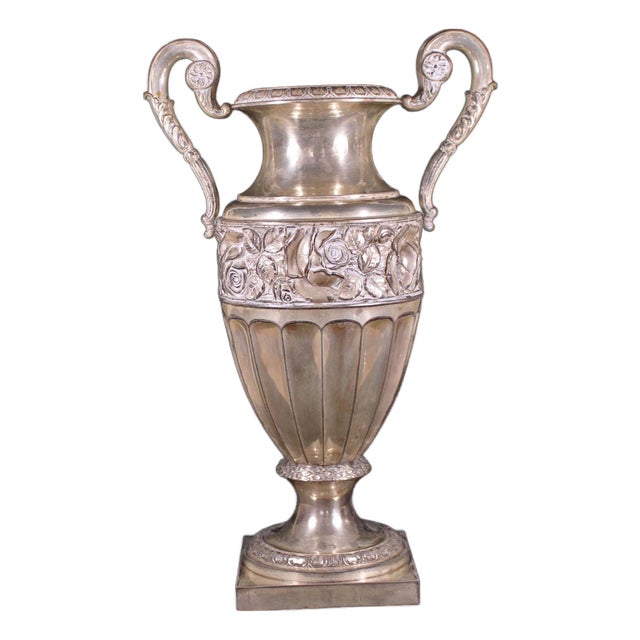 Antique Amphora in Silver Plating For Sale