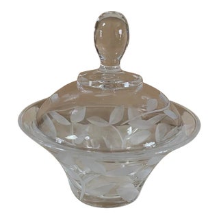 Two Piece Set Labrazel Crystal Vine Collection Tray, and Canister For Sale