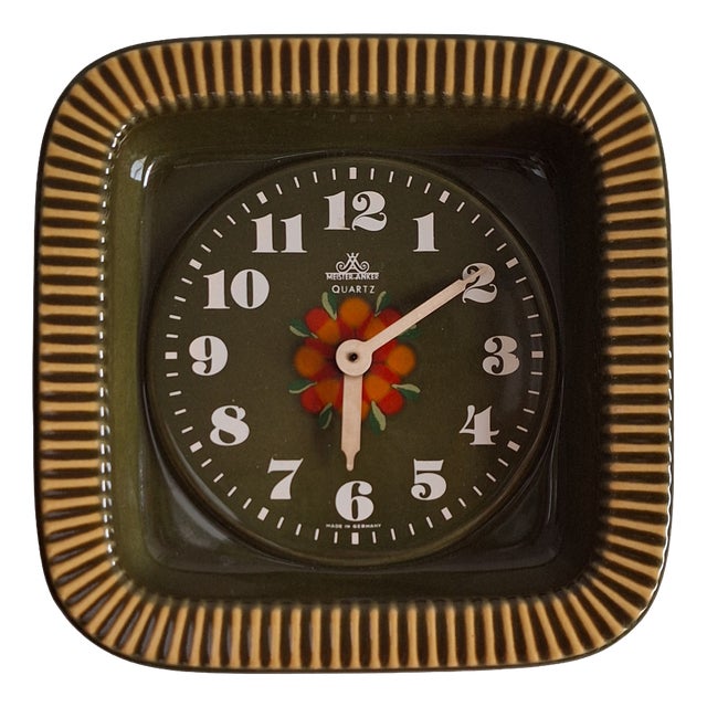 Vintage German Ceramic Wall Clock by Meister-Anker, 1970s For Sale