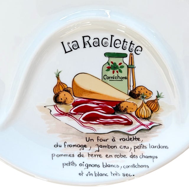 Rustic European Vintage Pillivuyt France Porcelain La Raclette Divided Plates - Set of 6 For Sale - Image 3 of 7