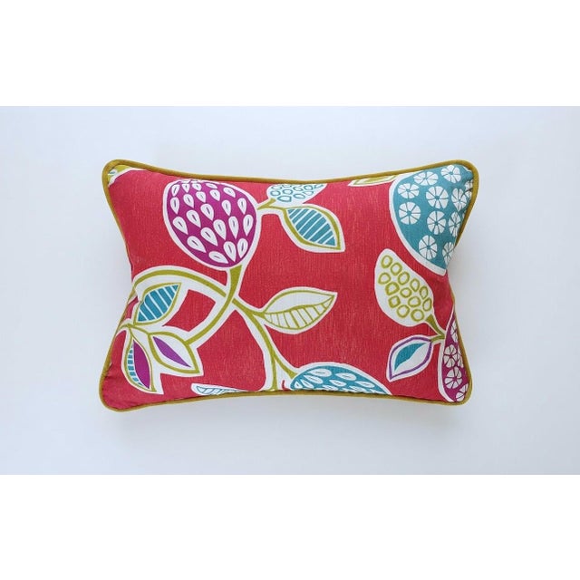 2020s Vibrant Cottagecore Charm: Hana Chess in Ruby + Romo Miro in Beijing Blue + Down-Feather Filled Pillows = a Set of 4 For Sale - Image 5 of 17