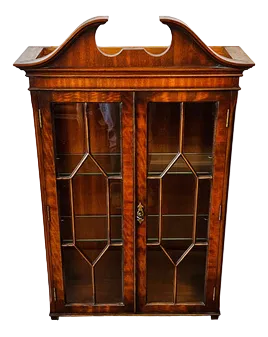 Vintage Georgian English Wooden Display Cabinet with Key