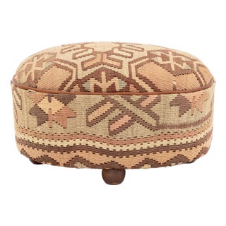 Oval Kilim Upholstered Footstool For Sale