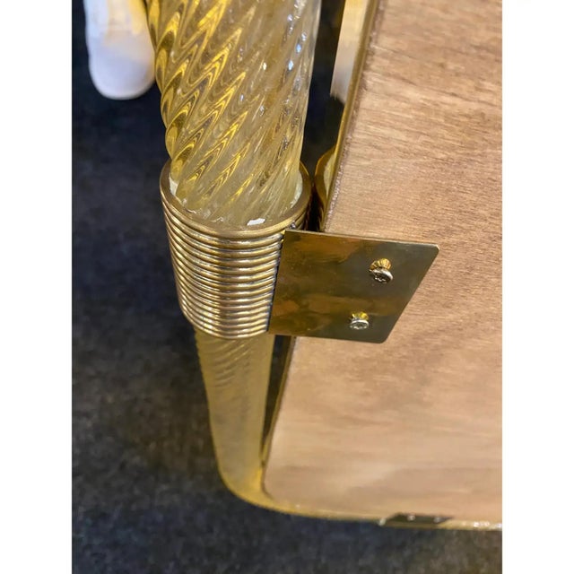 Gold Elegant Pair of Murano Glass Mirrors in Gold Leaf, Italy, “Torciglione” Design For Sale - Image 8 of 10