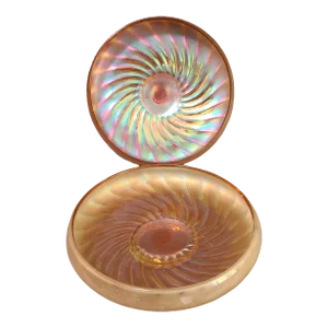 Vintage Pair Marigold Iridescent Carnival Glass Ribbed Swirl Mystical Spiral Bowls