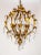 Mid Century Spherical Gilt Leaves & Crystal Chandelier For Sale - Image 4 of 12