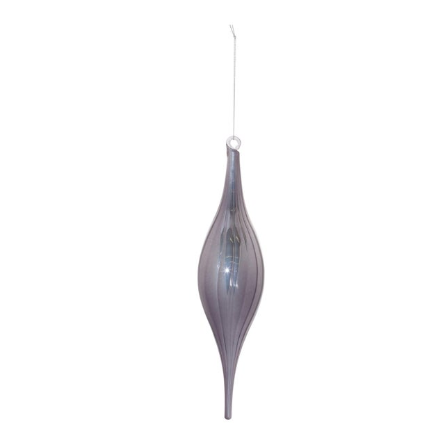 Elevate your holiday decor with this exquisite set of Grey Ribbed Glass Drop Ornaments. Designed to bring sophistication...