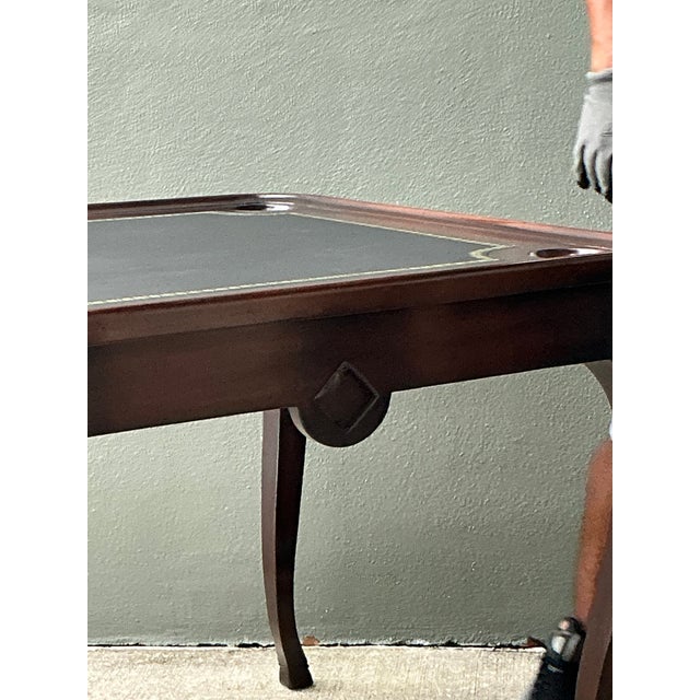 Vintage Queen Anne Leather Top Game Table For Sale - Image 11 of 12