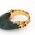 Green 70s Vintage Malachite Brutalist Ring High Dome Sz 6.5 14k Yellow Gold Jewelry For Sale - Image 8 of 8