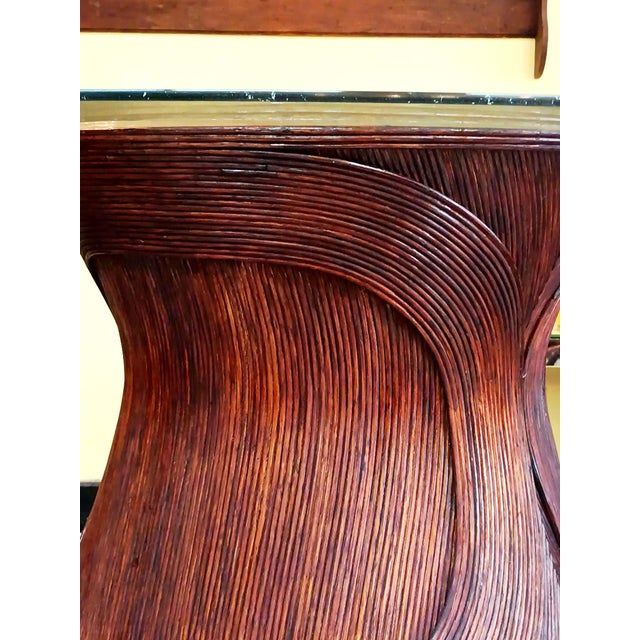 Vintage Rattan Marquetry Table, 1970s For Sale - Image 3 of 13