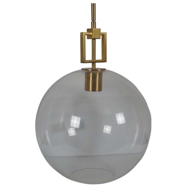 Ballard Designs Modern Fiona Glass Globe Brass Pendant Ceiling Bar Light Chairish