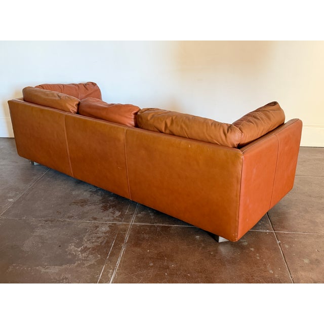 1970s Vintage 1970's Cognac Leather Sofa For Sale - Image 5 of 18