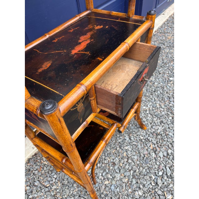 Bamboo Etagere With Pagoda Top and Chinoiserie Panels, 19th Century For Sale - Image 17 of 18