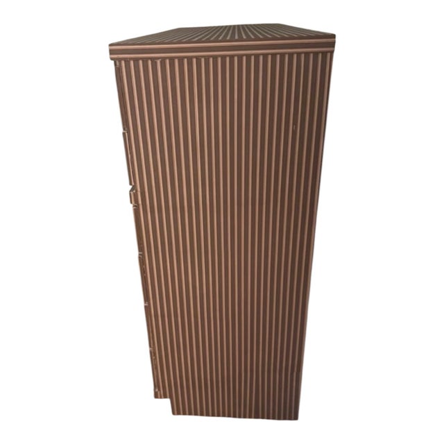 Taupe & Cream Striped 10-Drawer Chest With Brass-Tone Knobs Taupe & Cream Striped Chest With Brass-Tone Knobs — Custom...