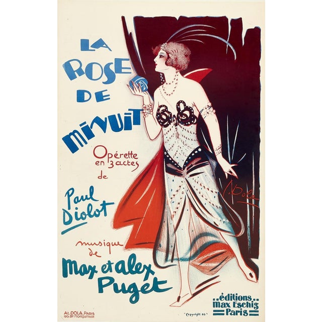 Original French Art Deco La Rose de Minuit Poster by Georges Dola, France, 1928 For Sale - Image 6 of 6