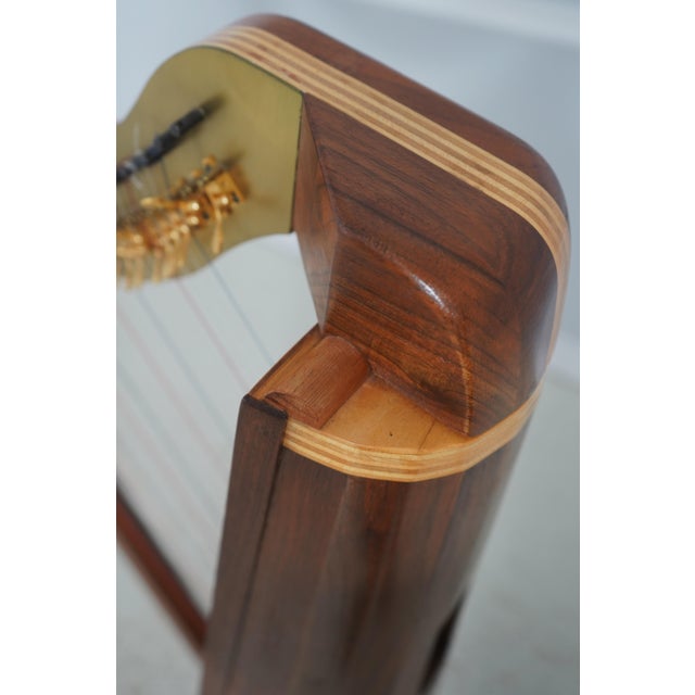 Brown Studio Crafted Walnut Celtic Lever Harp For Sale - Image 8 of 17