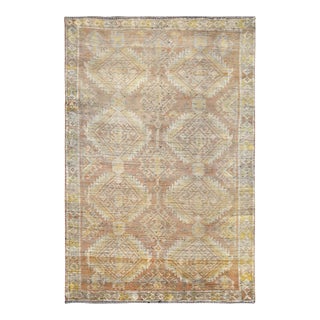 1960s Faded Out Persian Shiraz Sheared Low Clean Old Bohemian Organic Wool Hand Knotted Oriental Rug For Sale