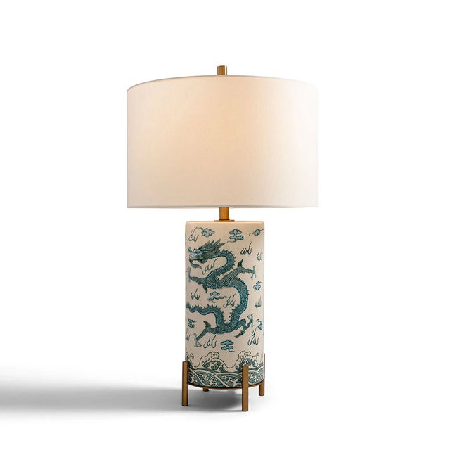 2020s Imperial Dragon Teal Lamp For Sale - Image 5 of 5