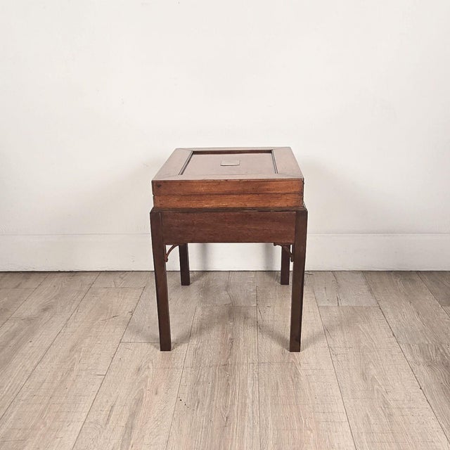 Wood 19th Century English Victorian Mahogany Brass-Mounted Box on Later Custom Stand For Sale - Image 7 of 9
