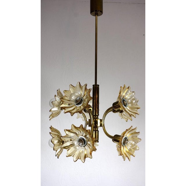 Vintage Hanging Light in Brass and Glass from Sische Leuchten, 1970s For Sale - Image 15 of 15