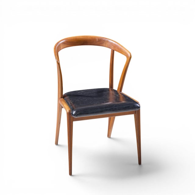 Bertha Schaefer for Singer & Sons Mid Century Italian Walnut Dining Chairs - Set of 4 For Sale - Image 10 of 11