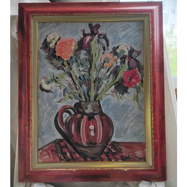 1960s 1960s Cantimori (Italian, 1906-1993) Expressionist Floral Still Life Oil Painting For Sale - Image 5 of 6