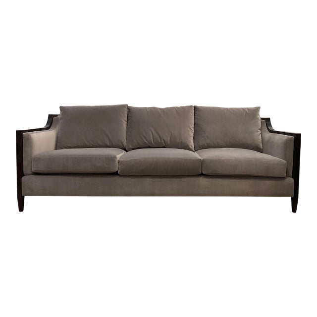 Theodore Alexander Modern Gray Velvet Lido Sofa For Sale