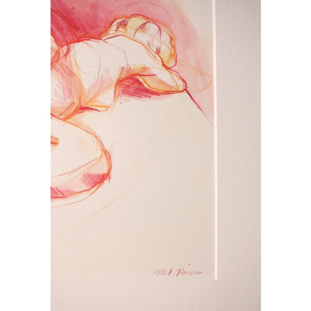 Paper Contemporary Nude Figure Painting in Tropical Pink For Sale - Image 7 of 8