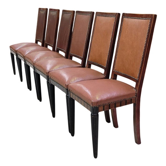 Art Nouveau Mahogany Chairs, 1890s, Set of 6 For Sale