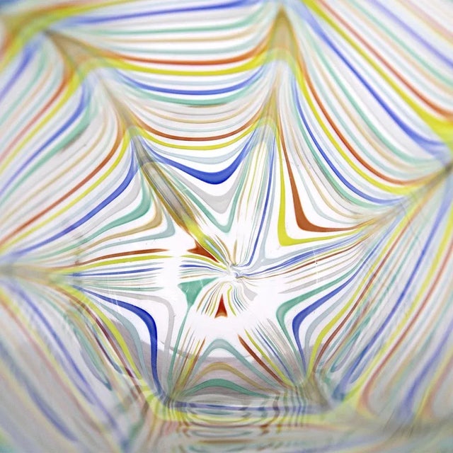 Phoenician Lace Vase in Murano Glass with Polychrome Filigrees and Crystal Incalmo by Archimede Seguso For Sale - Image 4 of 12